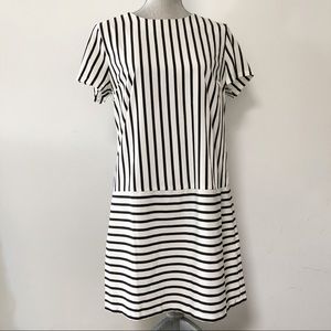 Forever 21 dress shift t shirt style white with black stripes contrasting